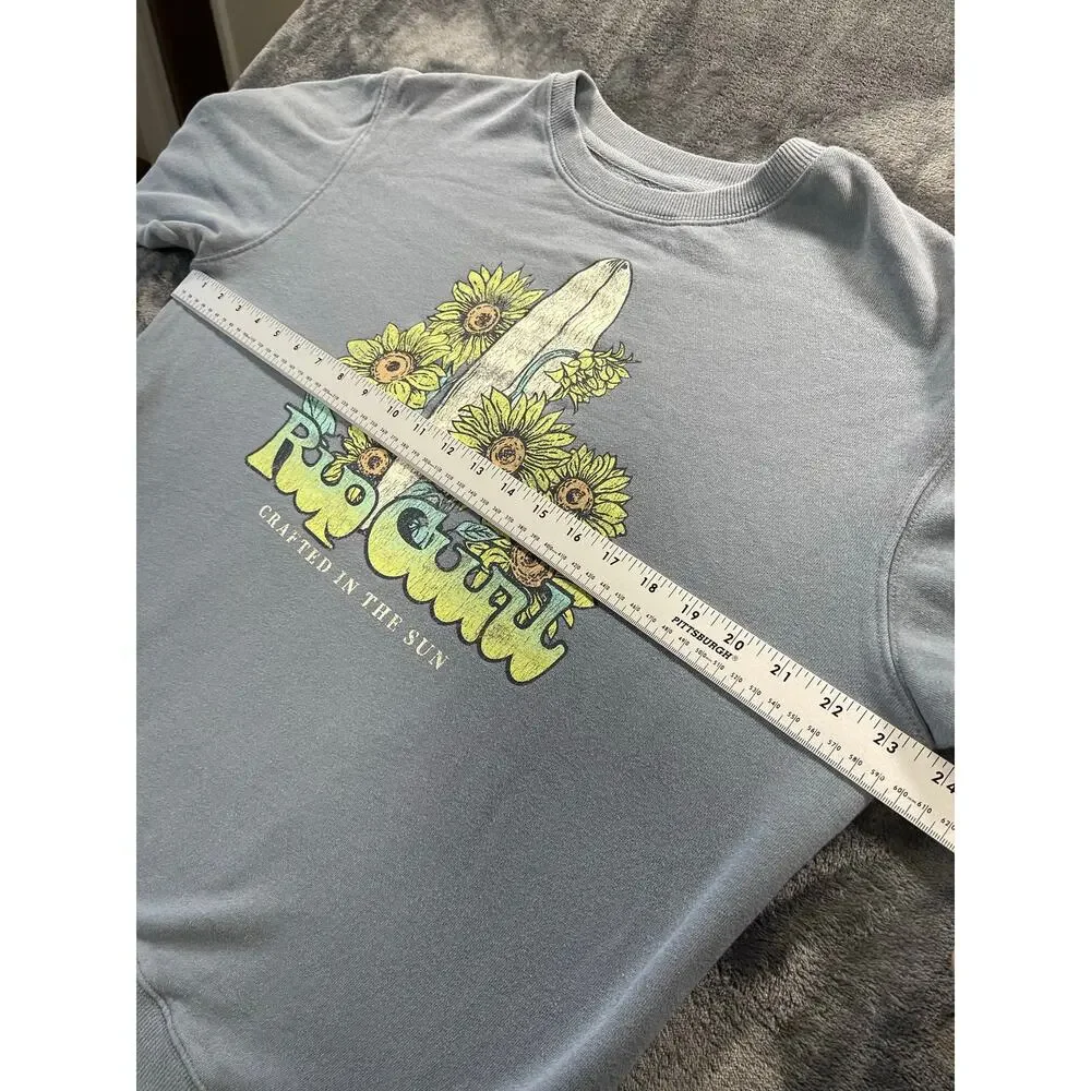 Rip Curl Surf Sweatshirt Women Small Blue Sunflower Surfboard Y2K Retro